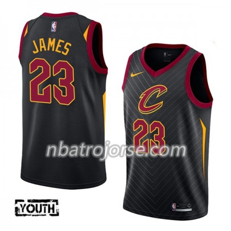 Barn Cleveland Cavaliers Tröja LeBron James 23 Nike 2017-18 Svart Swingman
